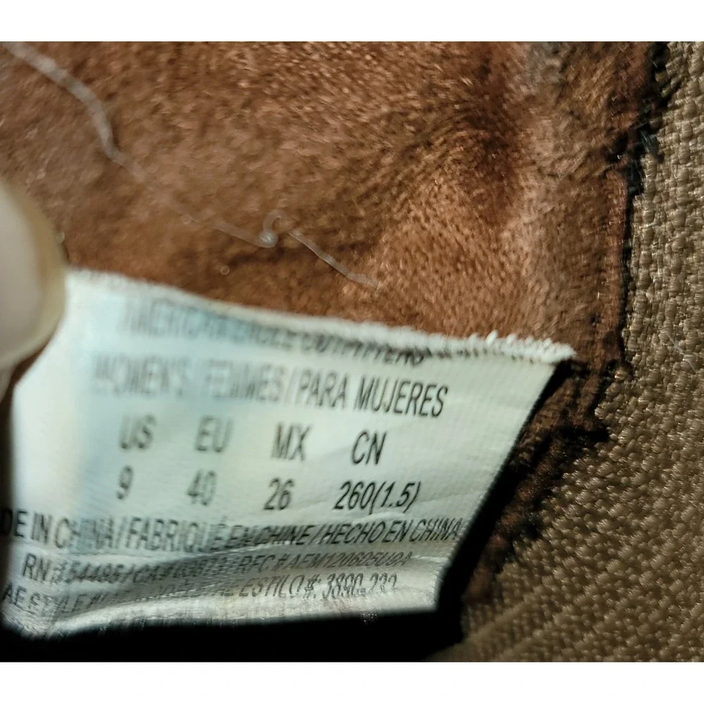 American Eagle Boots Women's‎ 9M Brown Ankle Booties Slip On Block Heels  Fabric